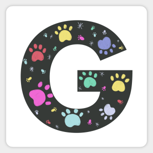 G letter  with colorful paw print Sticker